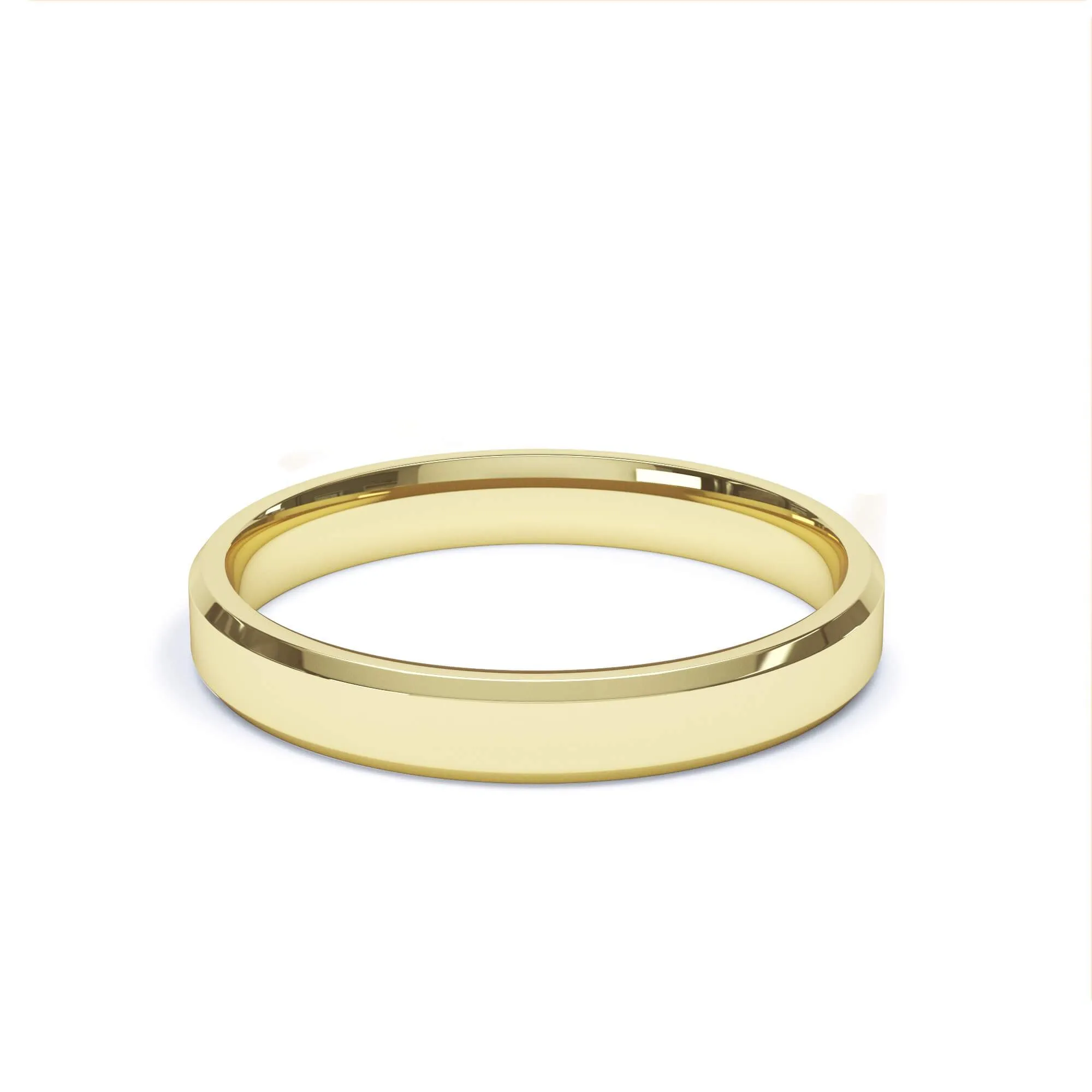 - Bevelled Edge Profile Plain Wedding Ring 18k Yellow Gold