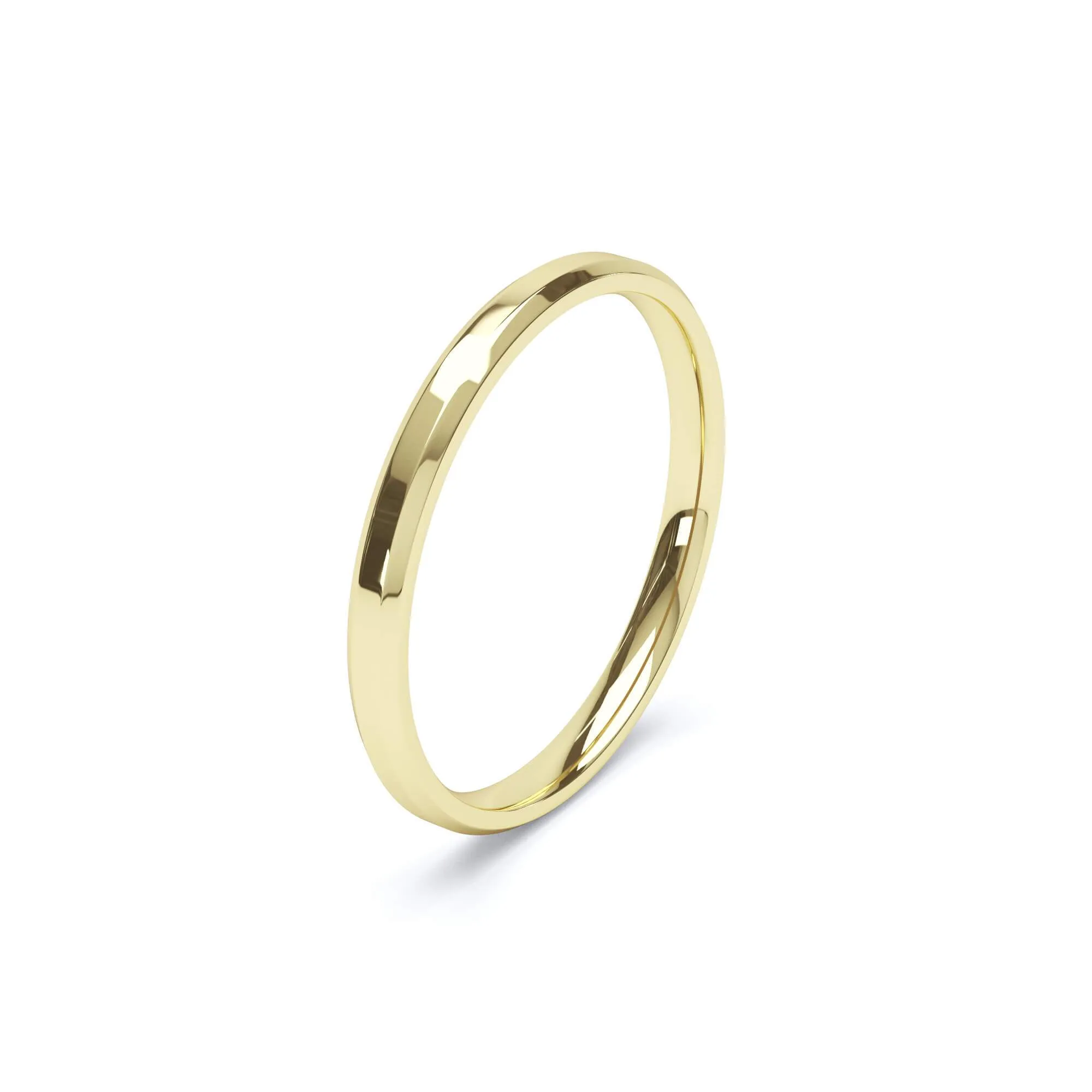 - Bevelled Edge Profile Plain Wedding Ring 18k Yellow Gold