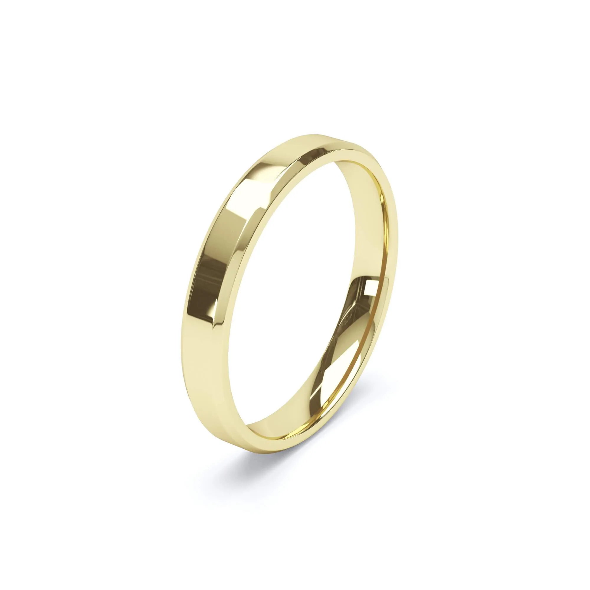 - Bevelled Edge Profile Plain Wedding Ring 18k Yellow Gold