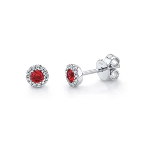 0.08CT DIAMOND & 0.28CT RUBY 14K W/G STUD EARRING