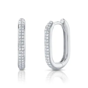 0.18ct Diamond Oblong Hoop Earring