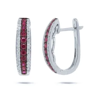 0.30ct Diamond & 0.46ct Ruby 14k White Gold Earring