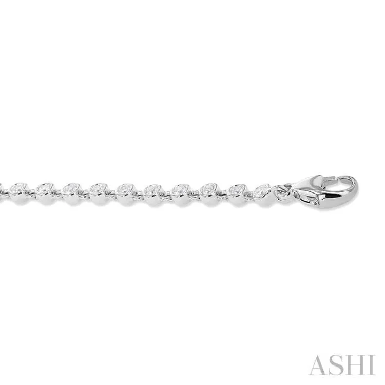 1 ctw Bezel Set Round Cut Diamond Tennis Bracelet in 14K White Gold