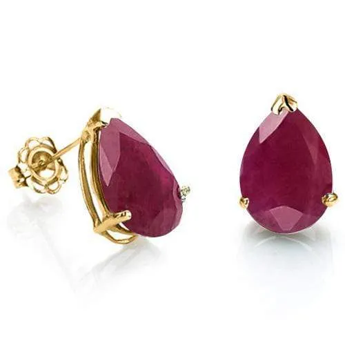 1.00 CT GENUINE RUBY 10KT SOLID GOLD EARRINGS STUD