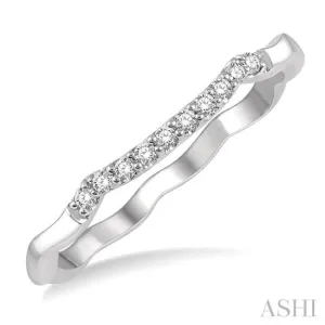 1/10 Ctw Cutwork Round Cut Diamond Wedding Band in 14K White Gold