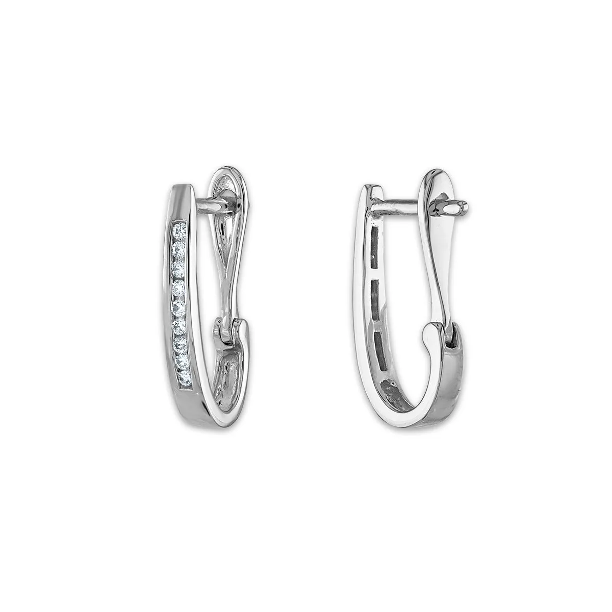 1/10 CTW Diamond Oval Hoop Earring in 10KT White Gold