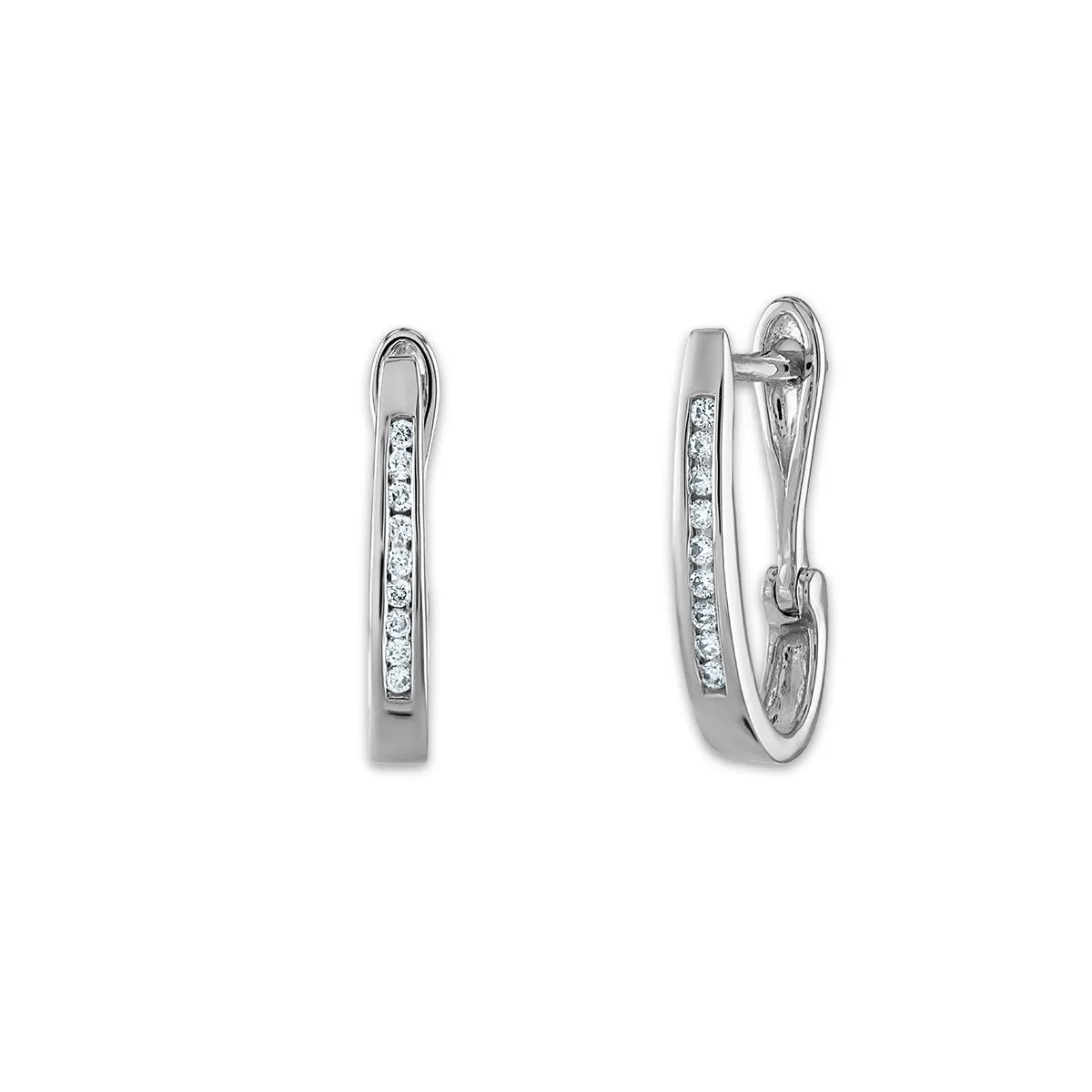 1/10 CTW Diamond Oval Hoop Earring in 10KT White Gold