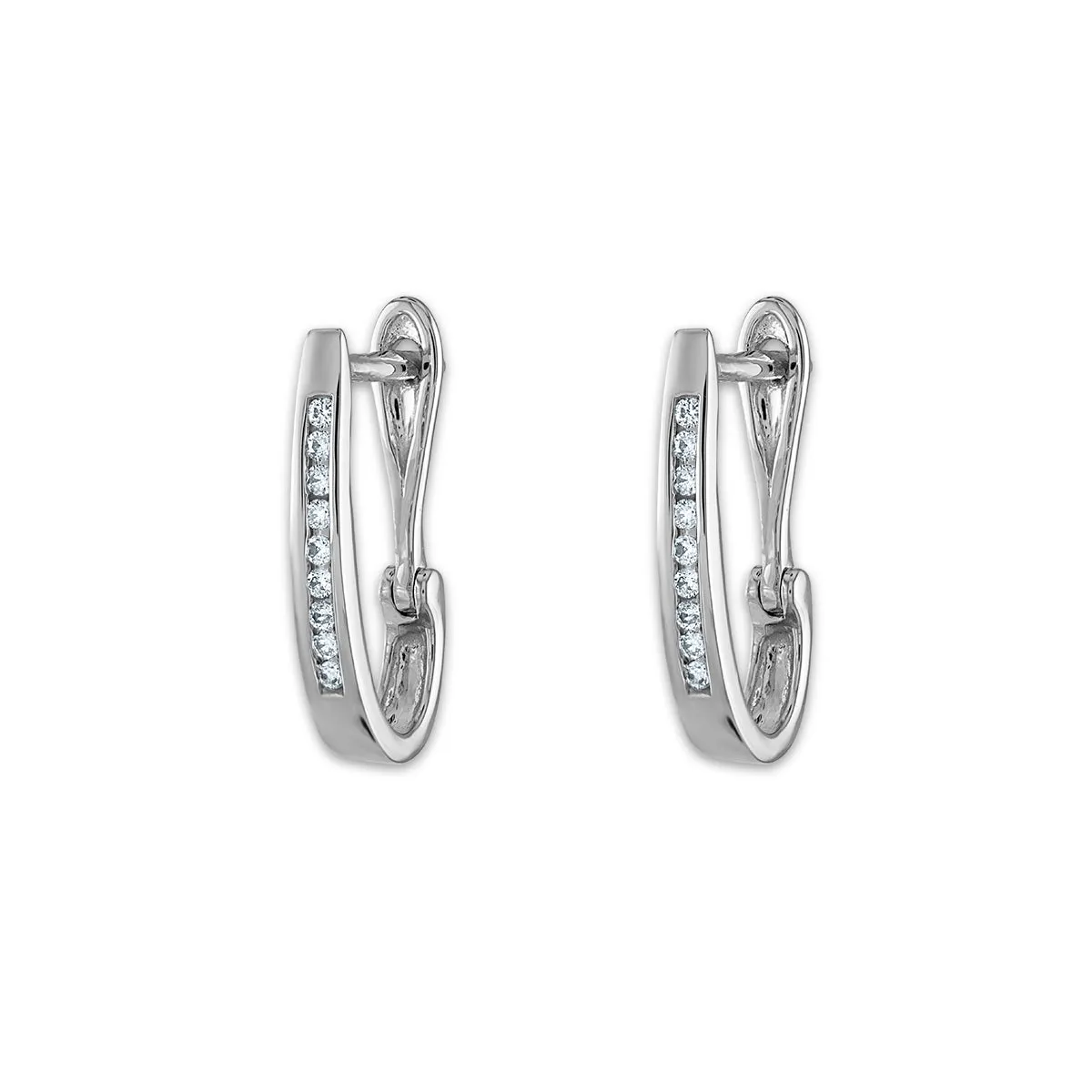 1/10 CTW Diamond Oval Hoop Earring in 10KT White Gold