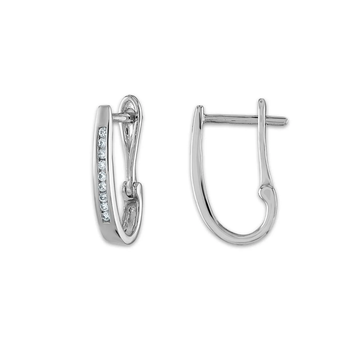 1/10 CTW Diamond Oval Hoop Earring in 10KT White Gold