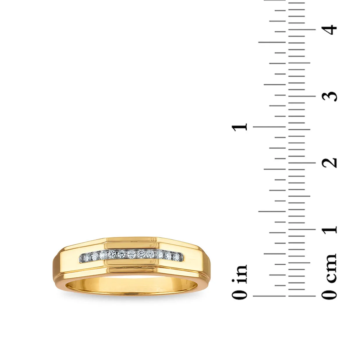 1/10 CTW Diamond Wedding Geometric Channel Set Ring in 10KT Yellow Gold