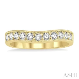 1/2 Ctw Arched Round Cut Diamond Wedding Band in 14K Yellow Gold