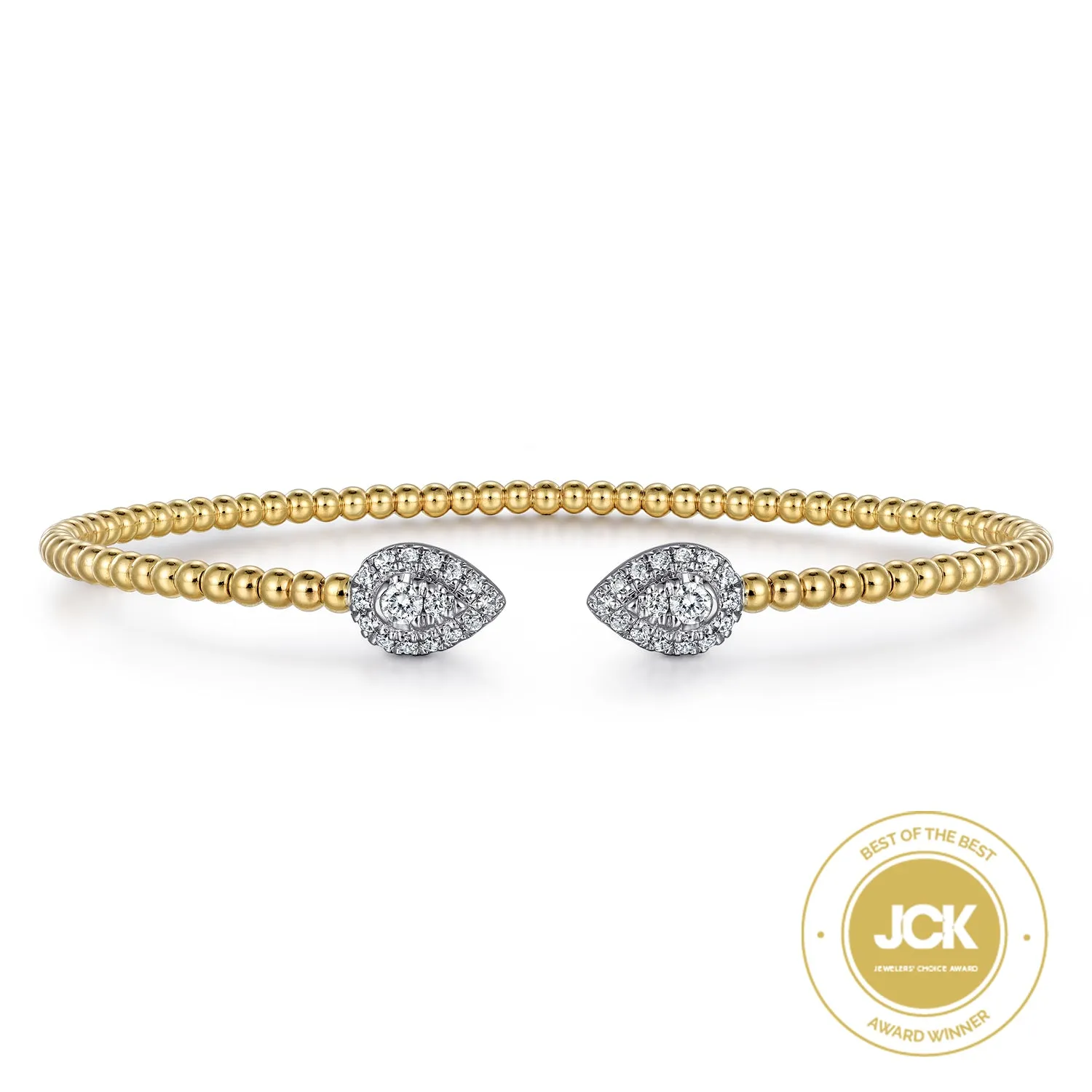 14K 2-Tone Diamond Pear Shape Bujukan Bangle