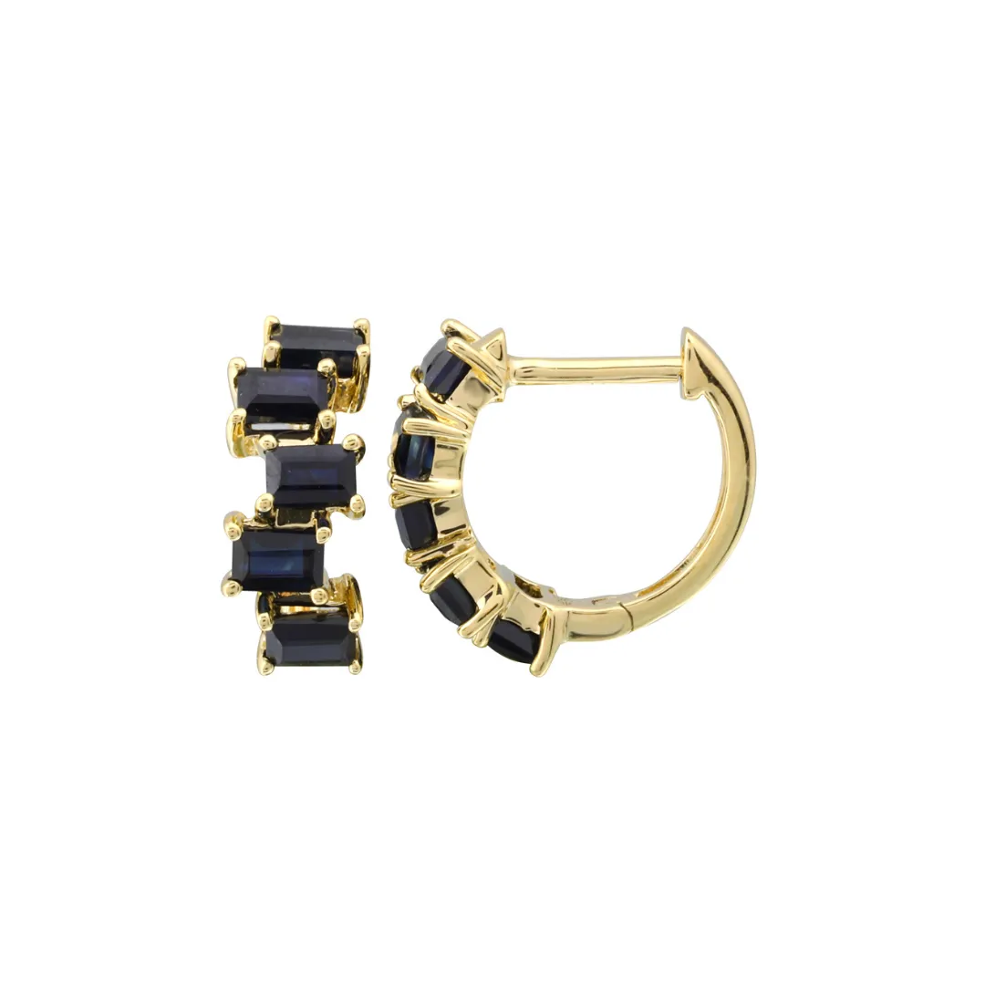 14K GOLD BAGUETTE GEMSTONE HUGGIES