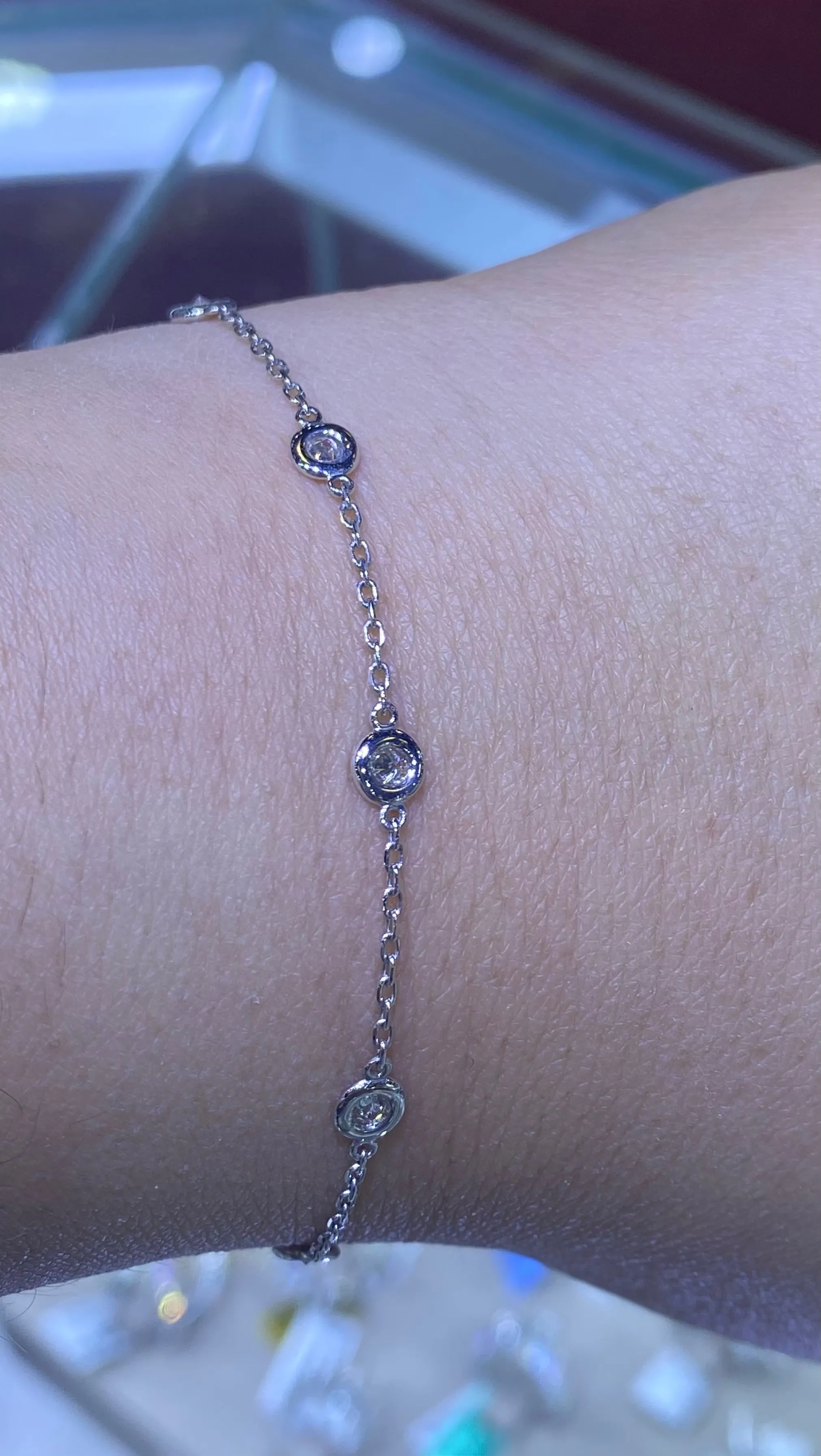 14K Gold Bezel Diamond By the Yard Bracelet