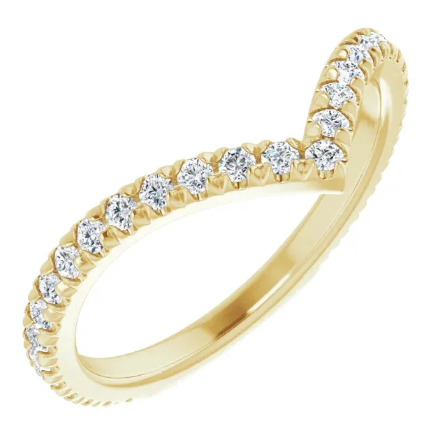 14K Gold Chevron Shape Lab-grown Diamond Ring Wedding Band