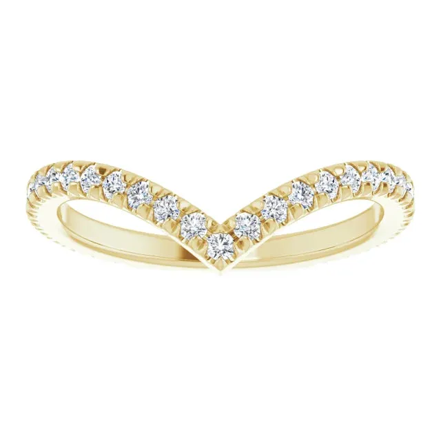 14K Gold Chevron Shape Lab-grown Diamond Ring Wedding Band