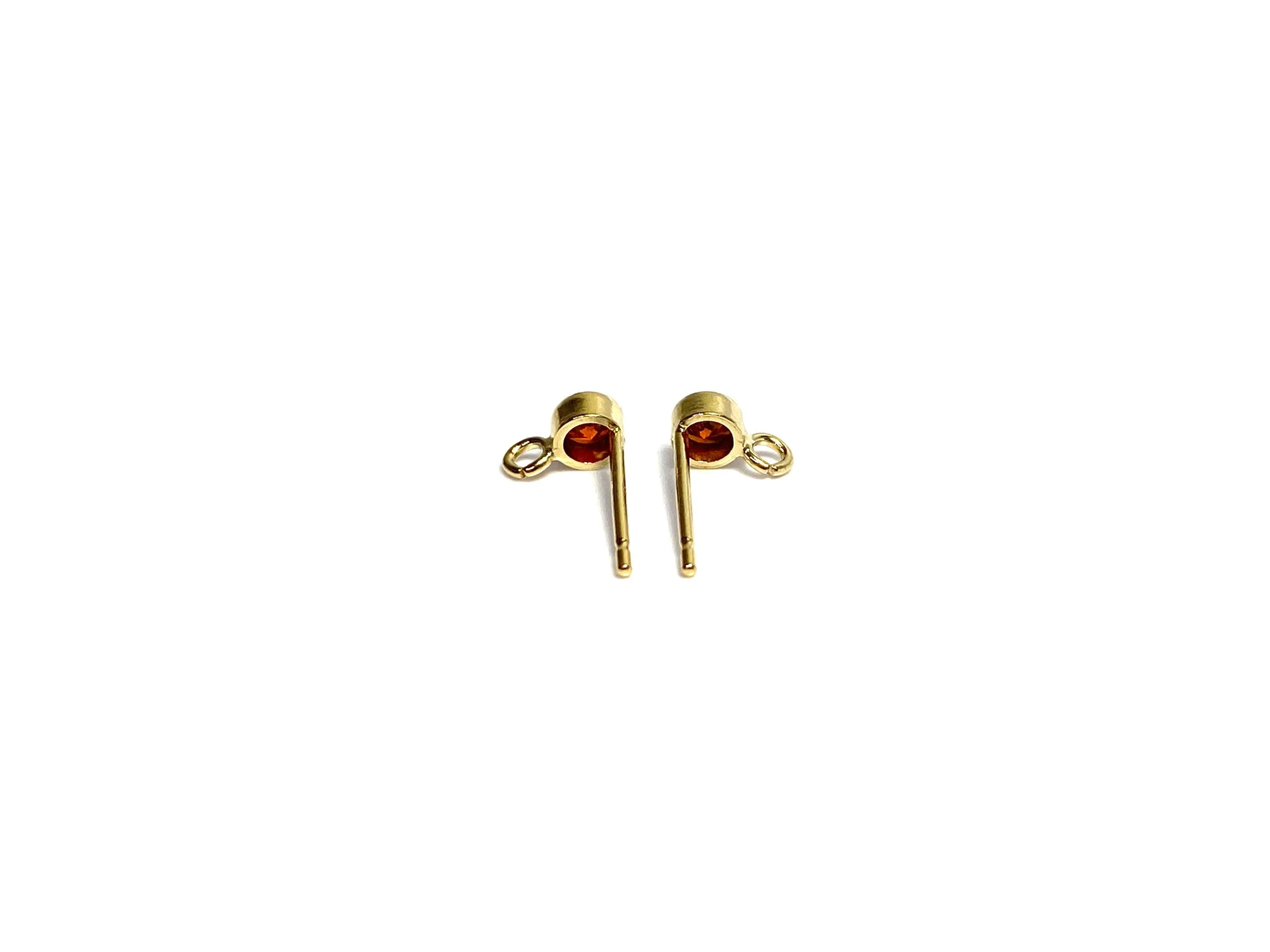 14k Gold Filled, 3mm Ruby Bezel Gemstone Post Earring W/ Ring, 14KGF