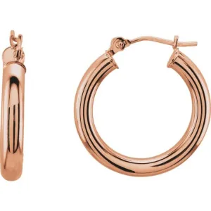 14K Rose 20 mm Tube Hoop Earrings