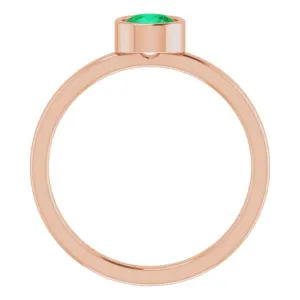 14K Rose 5 mm Lab-Grown Emerald Ring