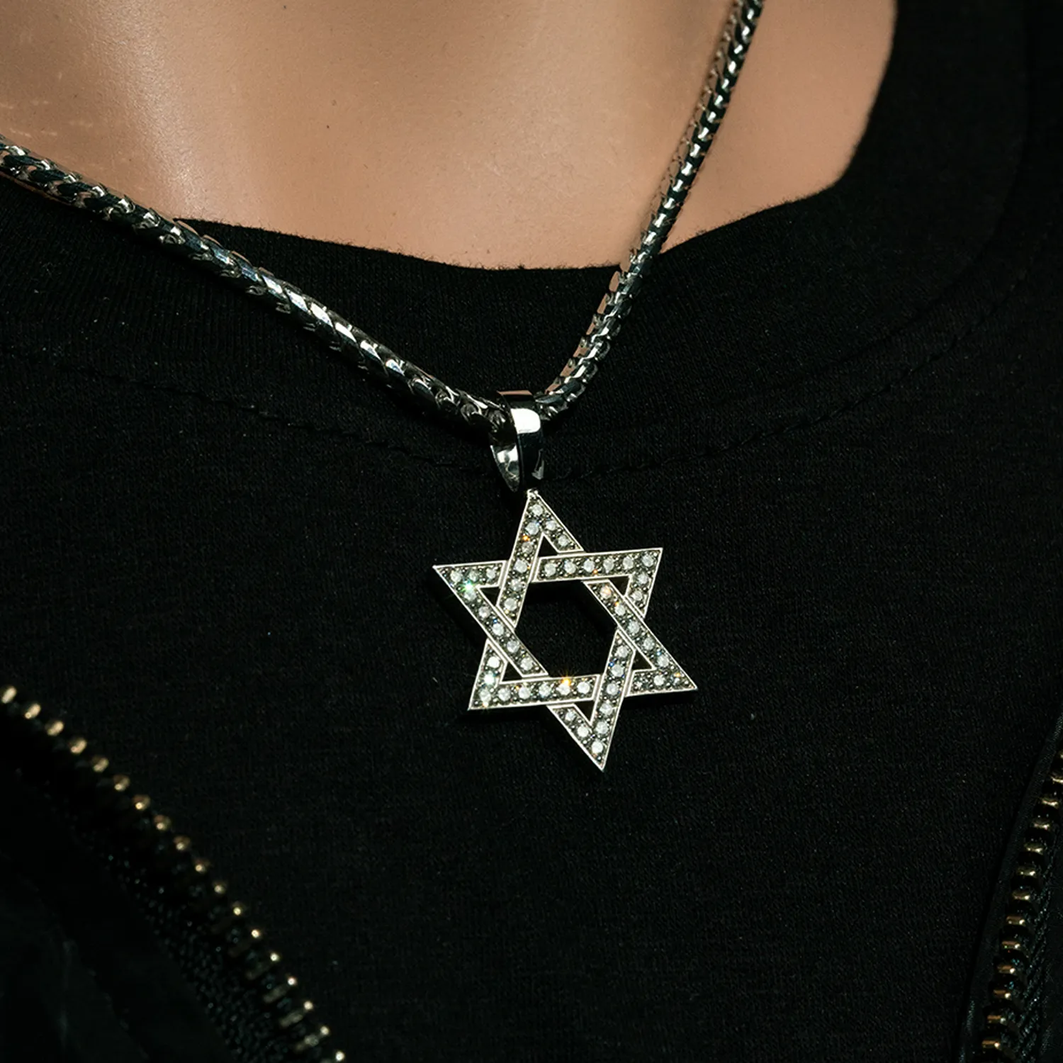 14K Solid Gold Men's Diamond Star of David Pendant 1.3 Cwt.