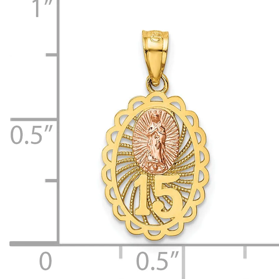 14k Two Tone Gold Rhodium 15 Guadalupe Pendant