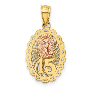 14k Two Tone Gold Rhodium 15 Guadalupe Pendant