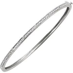 14K White 1/3 CTW Diamond Bangle Bracelet