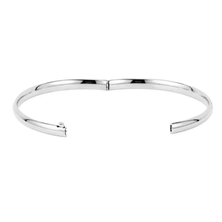 14K White 4.75 mm Hinged Bangle 7" Bracelet