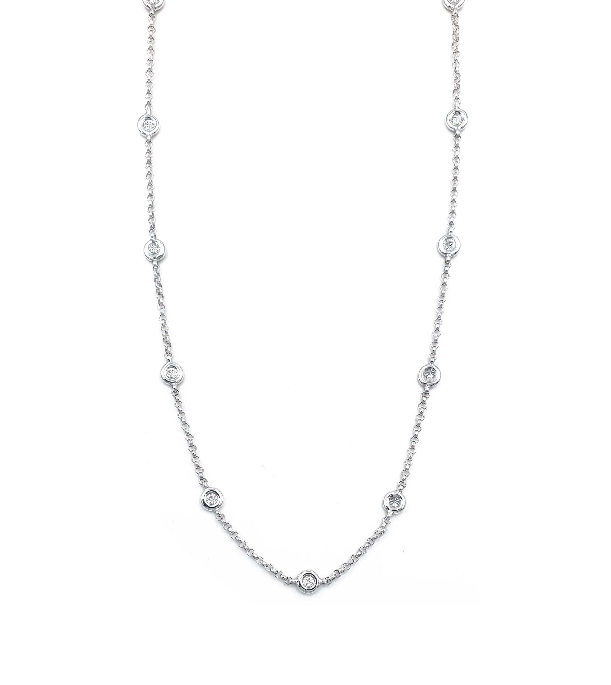 14K White Gold 16 Section 16" Diamond Chain Necklace