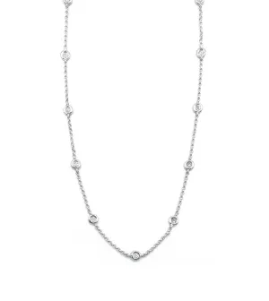 14K White Gold 16 Section 16" Diamond Chain Necklace