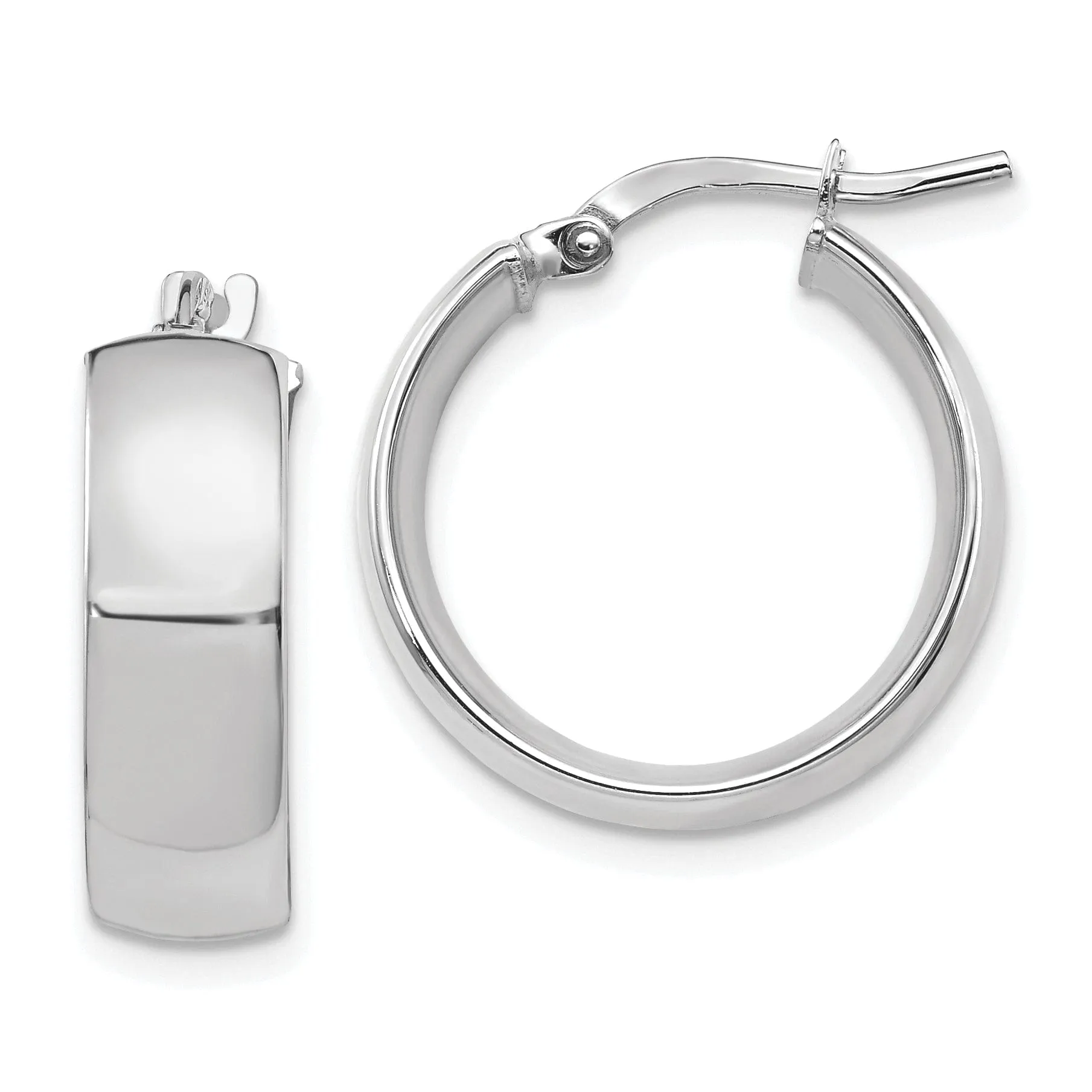 14k White Gold 6mm High Polished Hoop Earrings