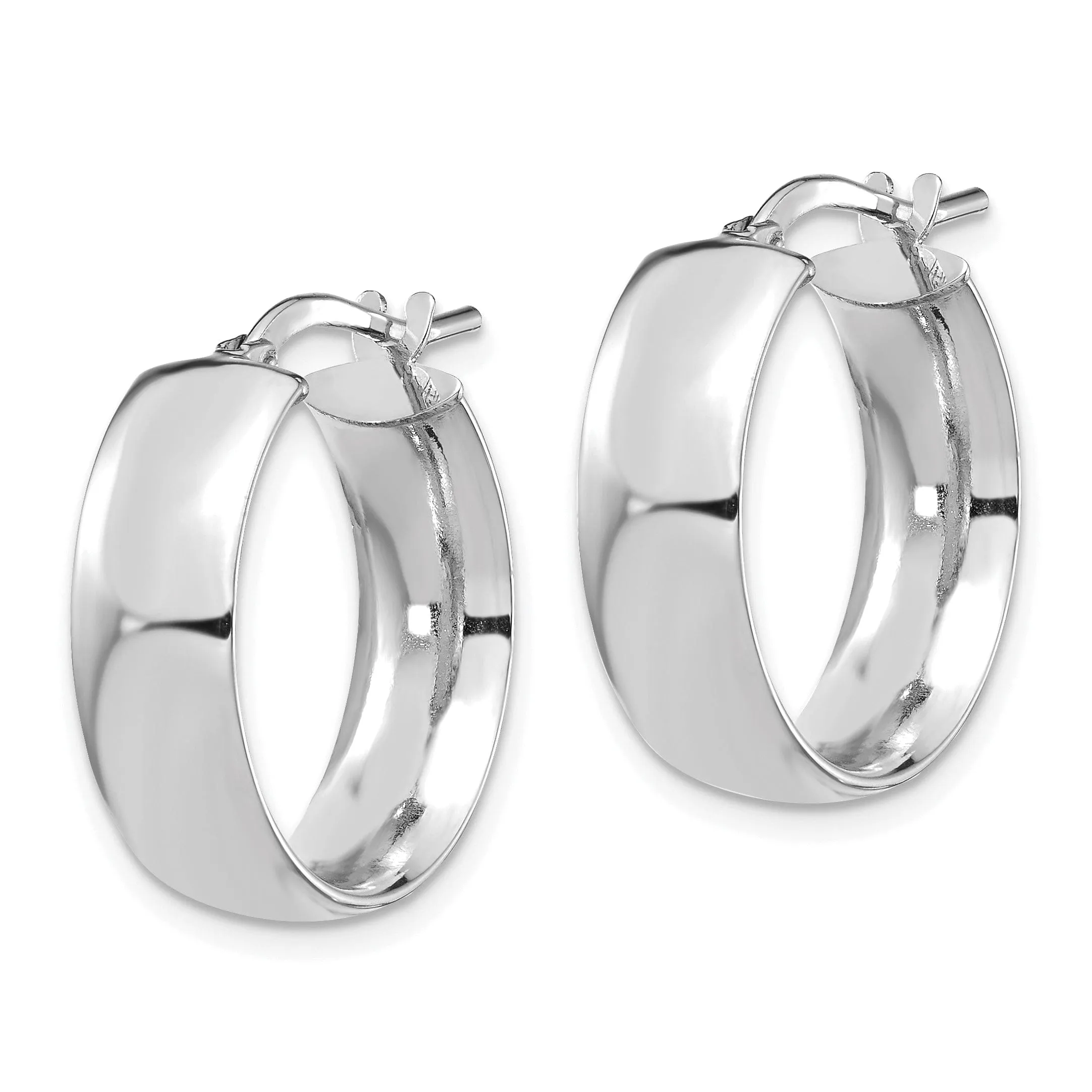 14k White Gold 6mm High Polished Hoop Earrings