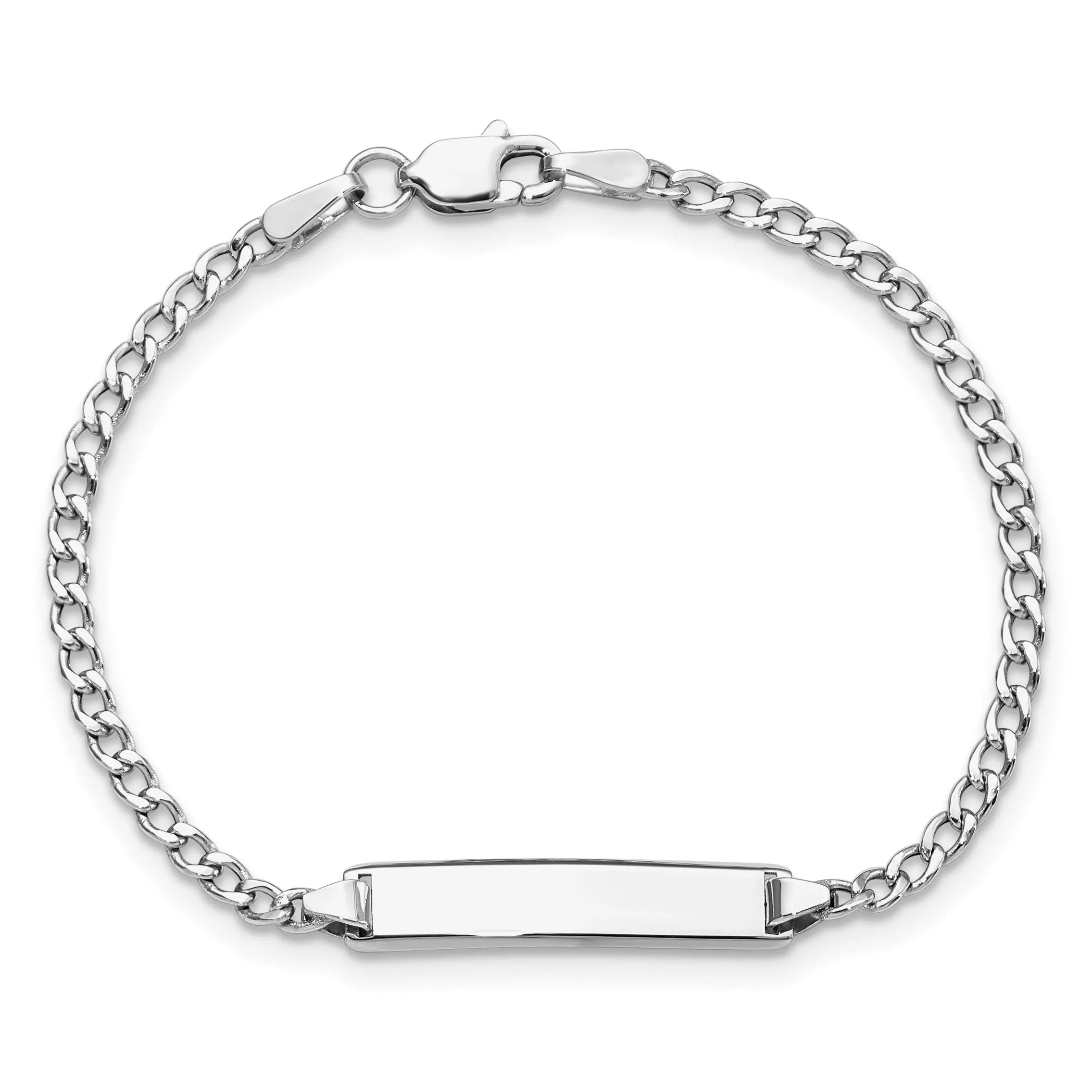 14K White Gold Children Cuban Link ID Bracelet