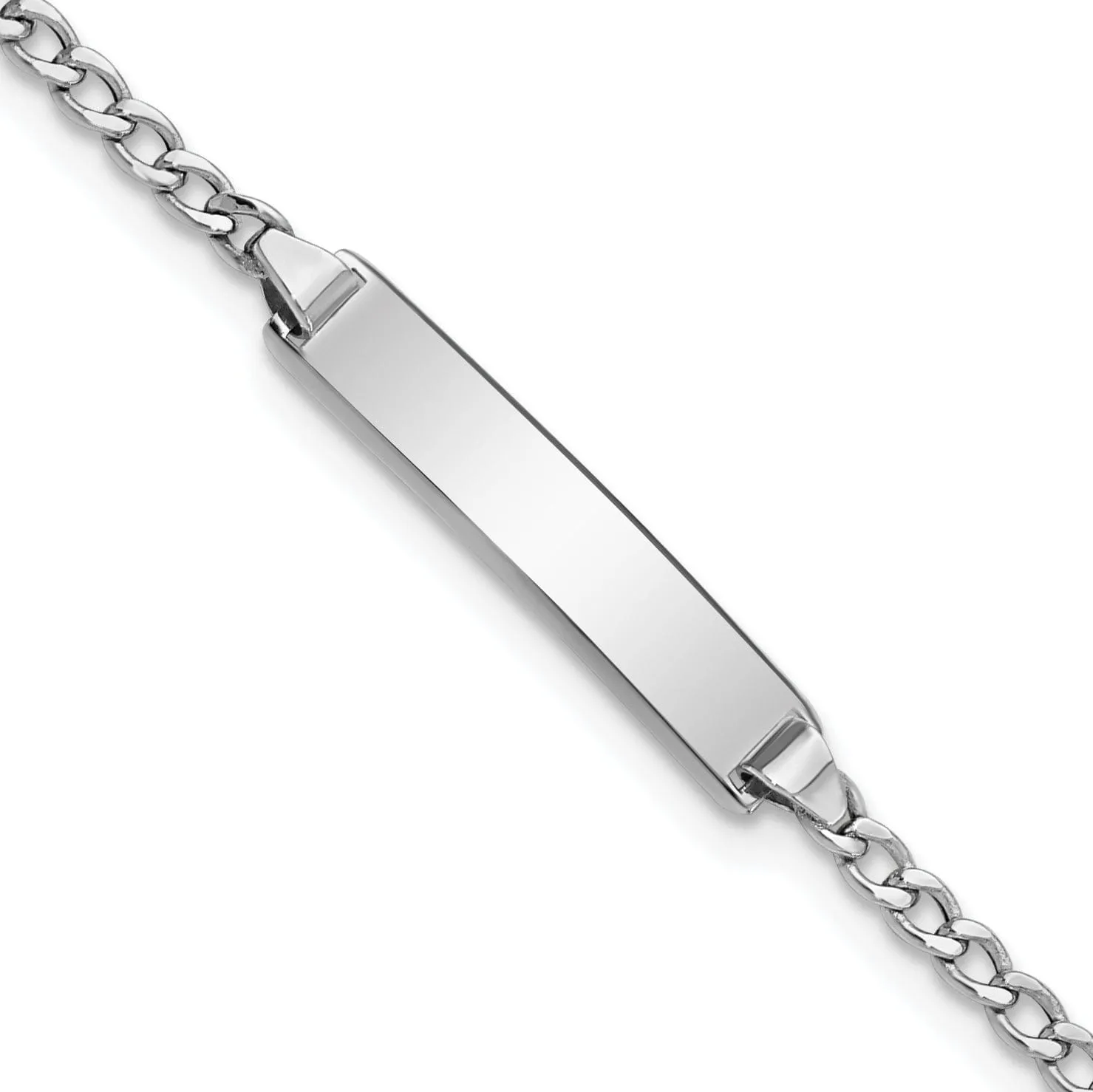 14K White Gold Children Cuban Link ID Bracelet