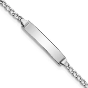 14K White Gold Children Cuban Link ID Bracelet