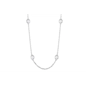 14K White Gold Diamond Station Necklace