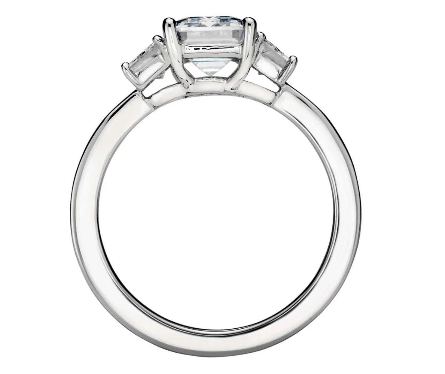 14K White Gold Emerald Cut Engagement Ring 2.50 Carats