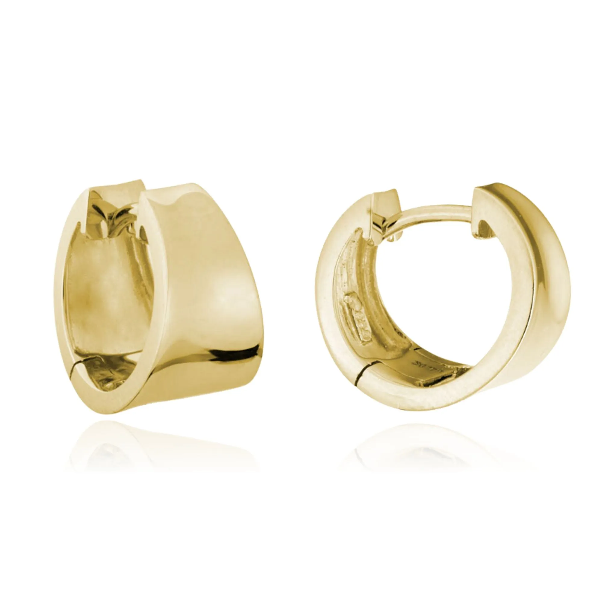 14K YELLOW GOLD 13MM CONCAVE TAPERED HOOP EARRINGS