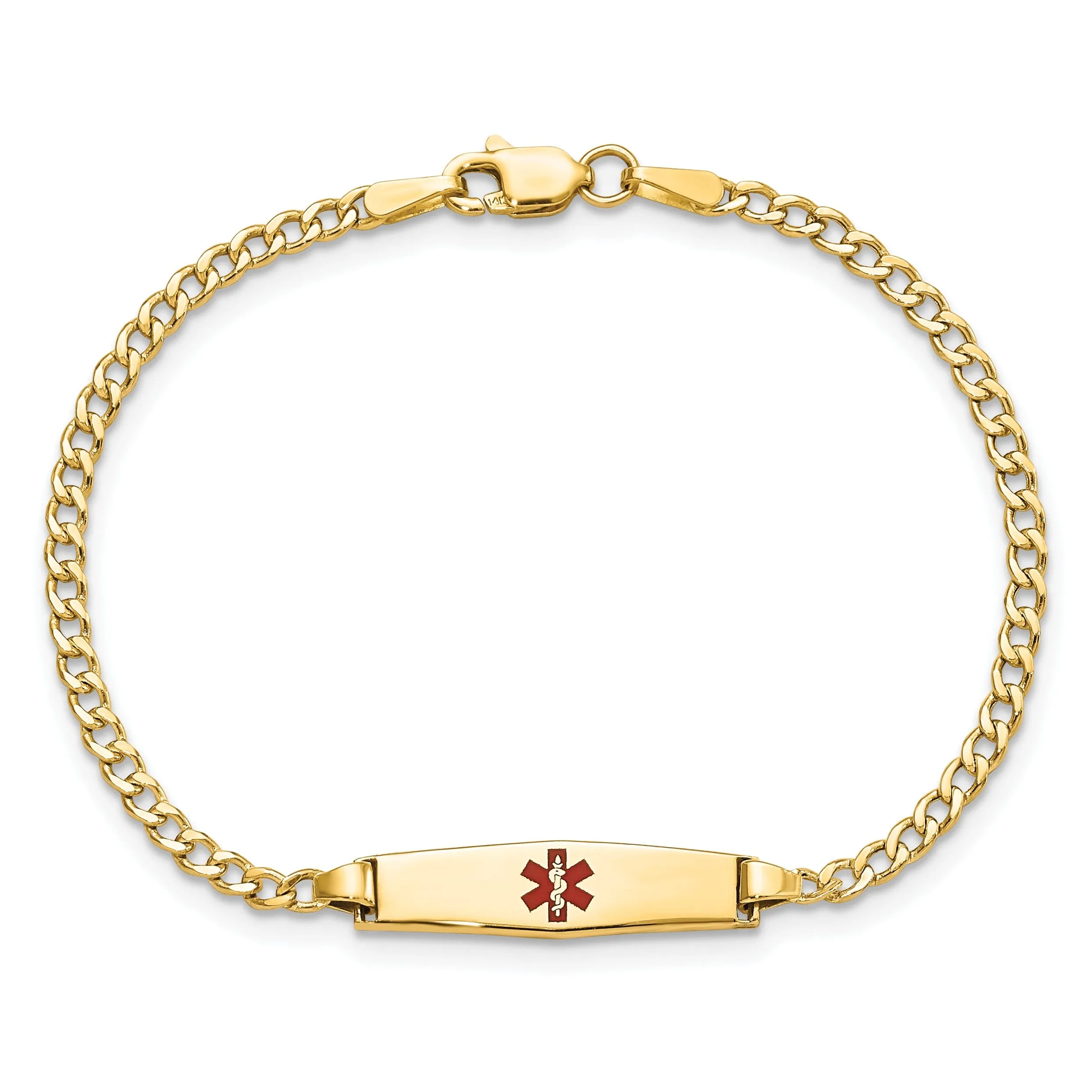 14K Yellow Gold Cuban Childrens ID Bracelet