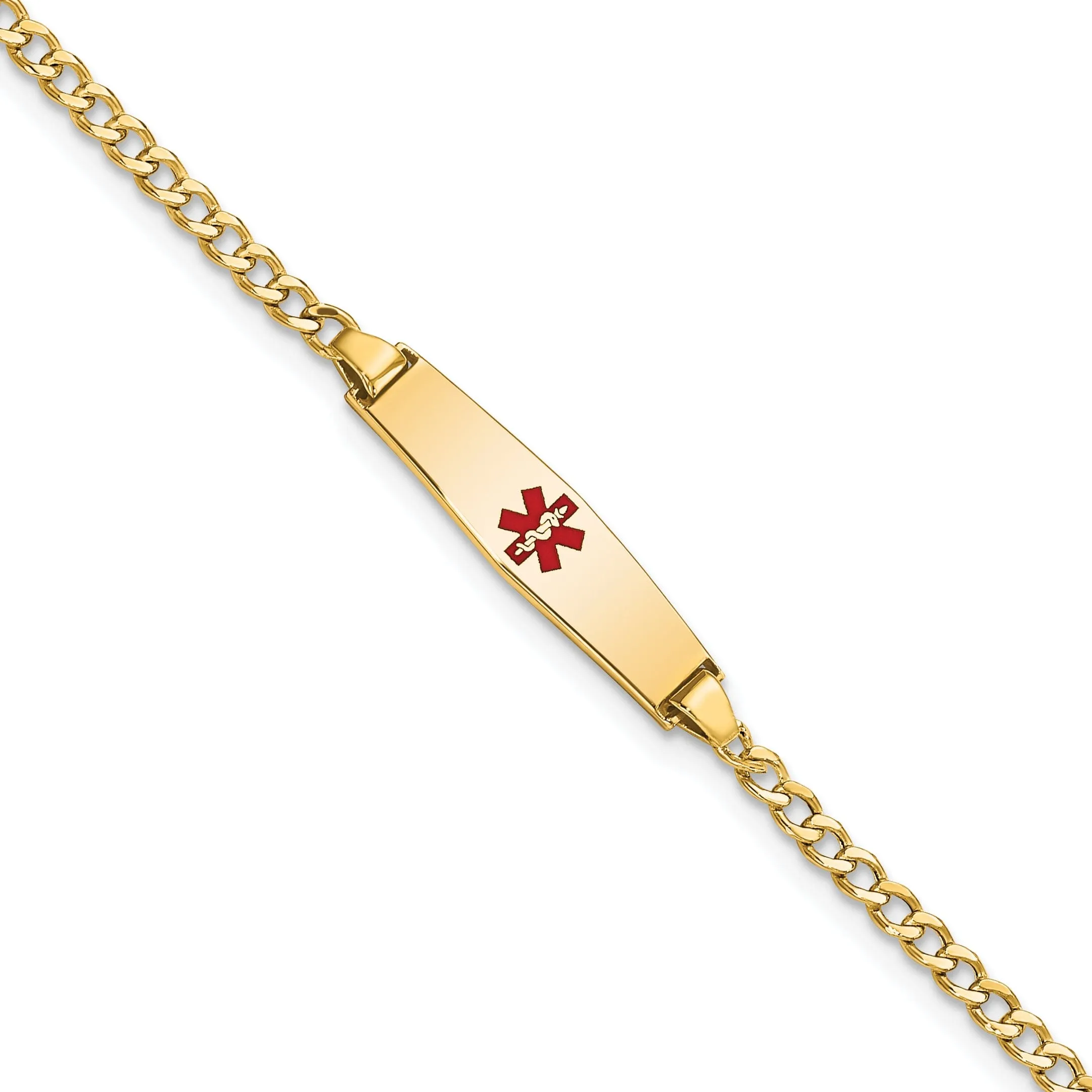 14K Yellow Gold Cuban Childrens ID Bracelet