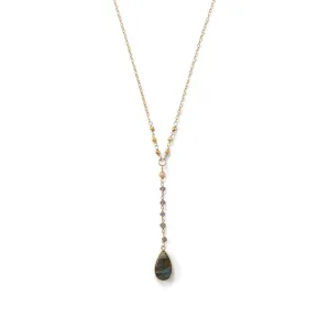 14k Yellow Gold over Sterling Silver Labradorite Drop Necklace