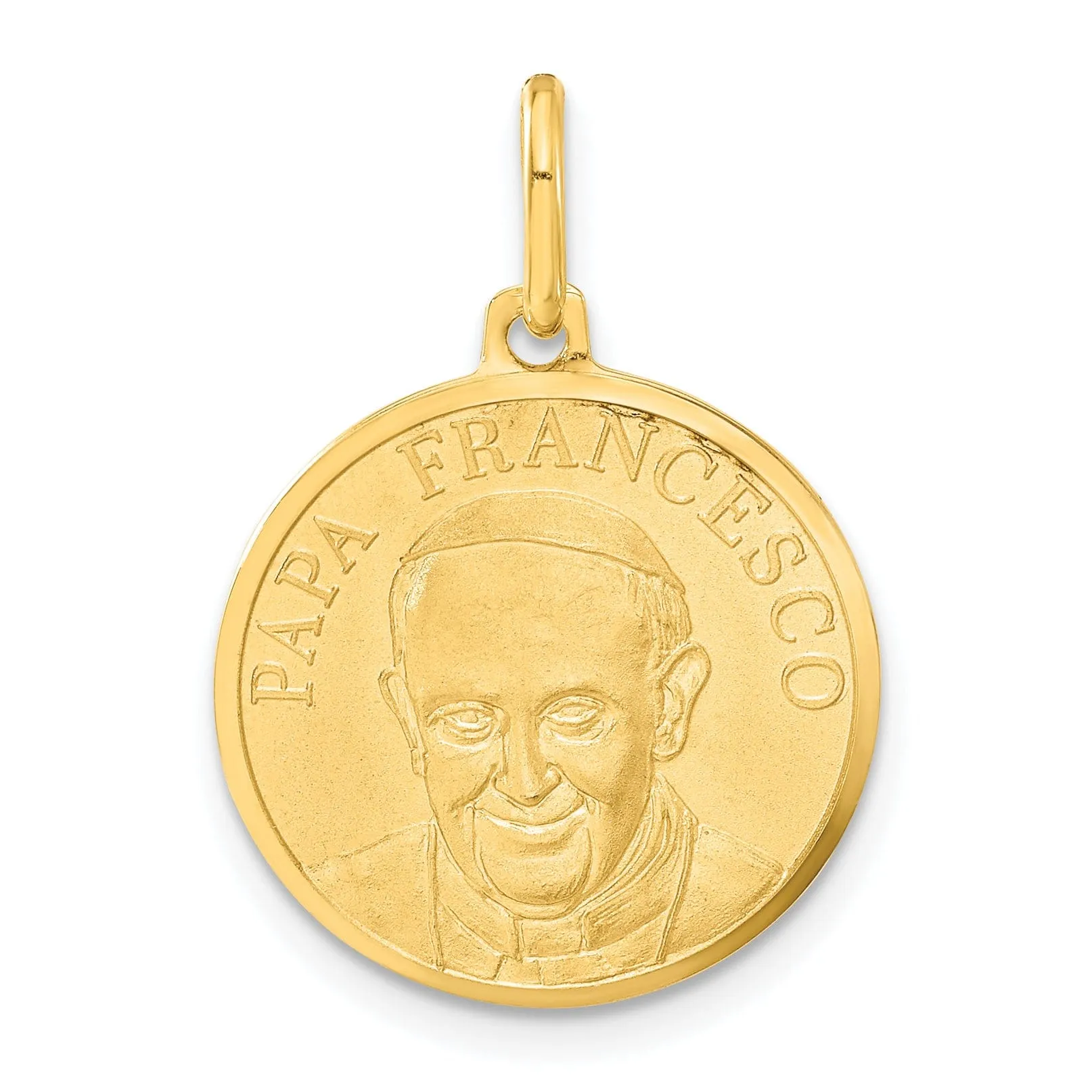 14k Yellow Gold Papa Francesco Medal Pendant