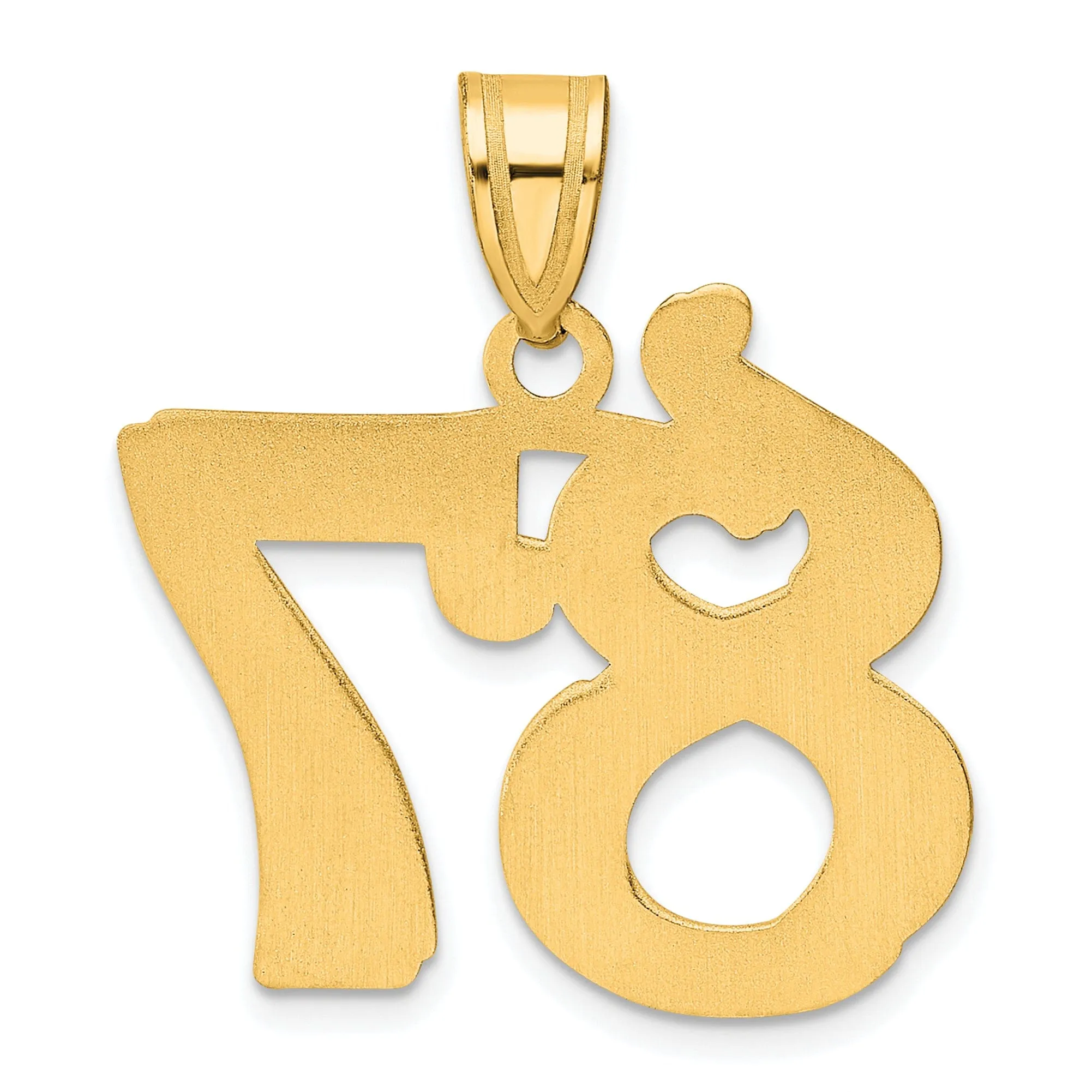 14k Yellow Gold Polished Etched Finish Number 87 Charm Pendant