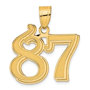 14k Yellow Gold Polished Etched Finish Number 87 Charm Pendant