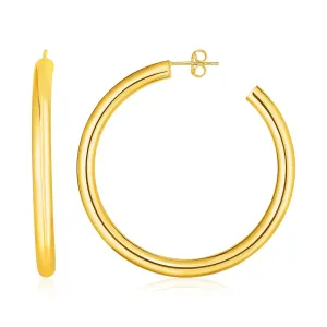 14k Yellow Gold Polished Hoop Earrings Weight 3.9 grams