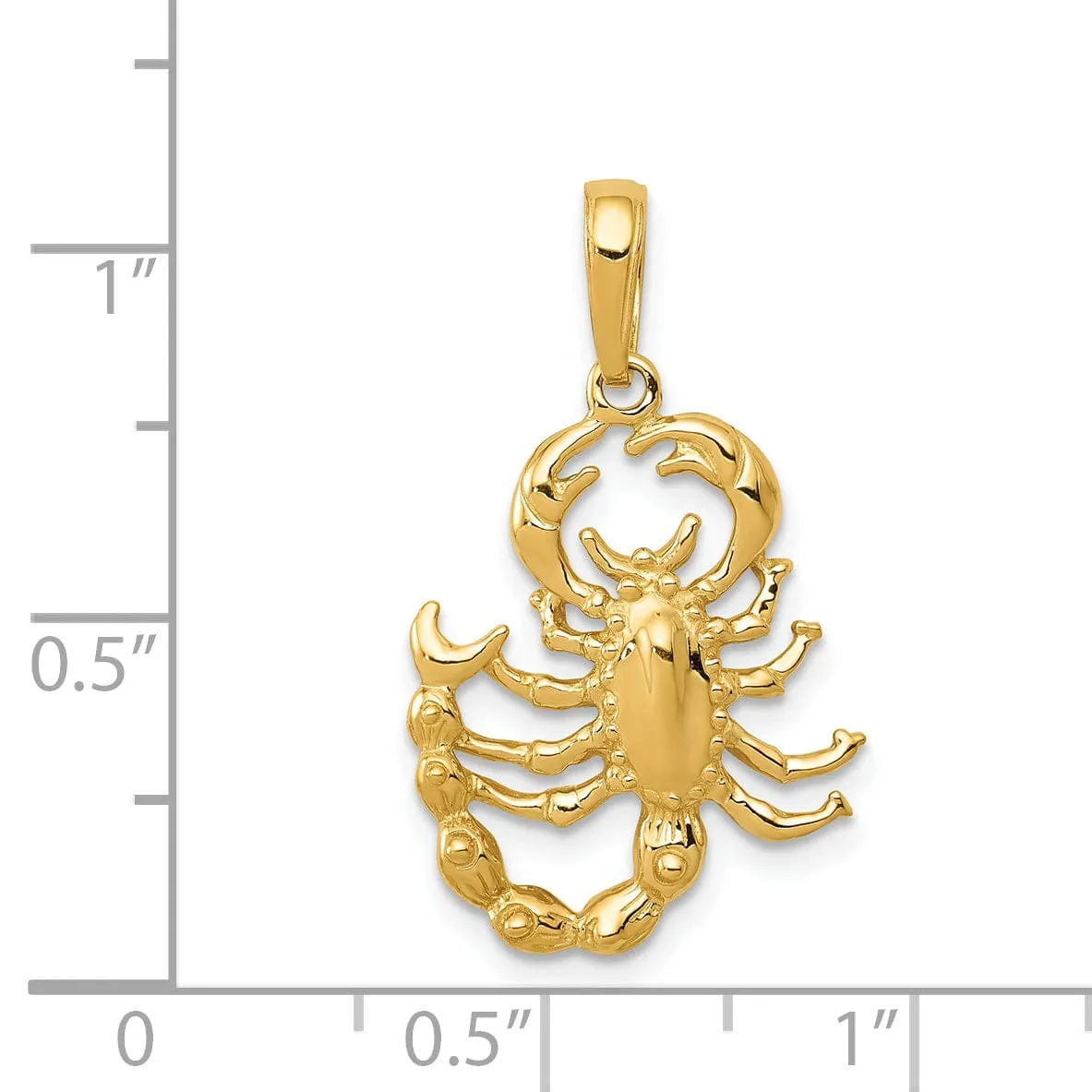 14k Yellow Gold Solid Textured Polished Finish Scorpion Charm Pendant