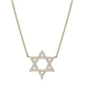 14KT GOLD 0.15 CTW DIAMOND STAR OF DAVID NECKLACE