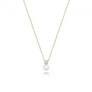 18ct Gold Diamond & Akoya Pearl Necklace NDQ206