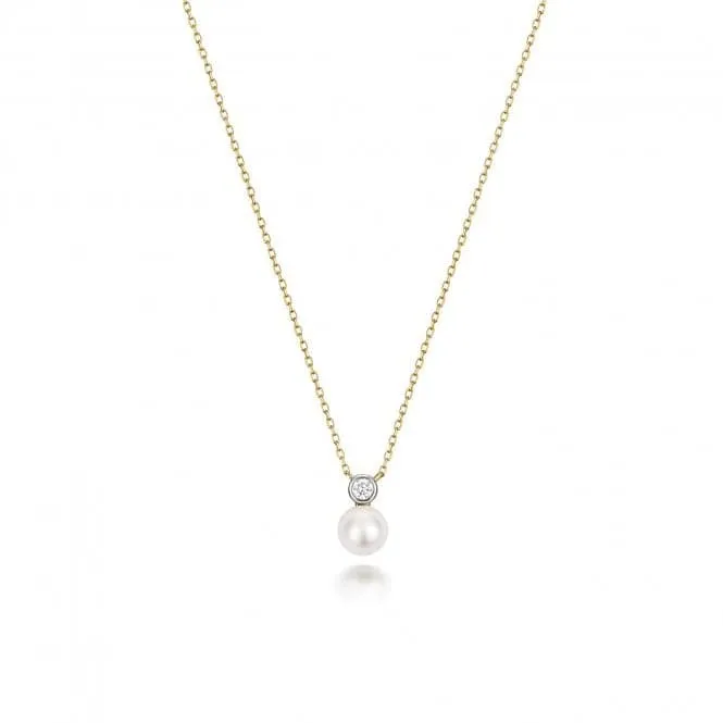 18ct Gold Diamond & Akoya Pearl Necklace NDQ206