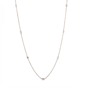 18K Rose Gold Pierced Diamonds by the Yard Necklace 16-18 inch